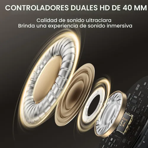 Vista 8 de DOQAUS Auriculares Bluetooth sobre la oreja, control de aplicaciones Negro