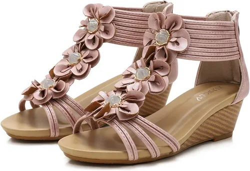 Vista 7 de SO SIMPOK Sandalias de cuña cómodas para mujer, estilo retro, para verano, playa, suaves