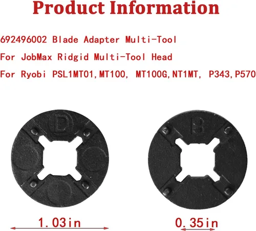 Vista 3 de 692496002 Adaptador de cuchilla multiherramienta para RID-GID JobMax Ridgid Multi-Tool Head Reemplazo Ryobi Cabezal multiherramienta PSL1MT01