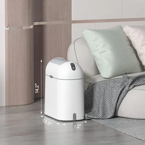 Vista 3 de ELPHECO Cubo de basura para baño, 2.5 galones, con sensor de movimiento, impermeable, con tapa de mariposa, decoración de baño, cesta de basura
