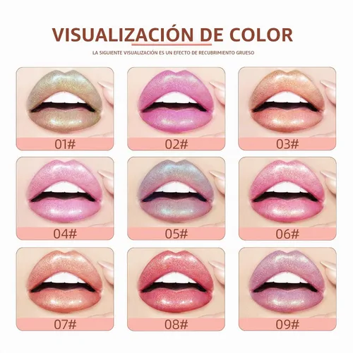 Vista 6 de Brillo de labios para niñas, brillos de labios brillantes para niñas, adolescentes y mujeres, Brillo almibarado Acabado brillante Larga