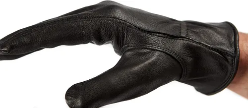 Vista 4 de Saranac Poygan - Guantes de piel de ciervo prémium para hombre, color negro, grande, sin forro, de grano completo, guantes de trabajo de cuero suave