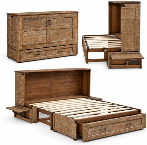 Vista 11 de Night & Day Muebles Poppy - Cama de madera flotante cepillada con colchón Murphy, Queen