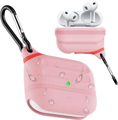 Vista 17 de Funda para AirPods Pro, funda de silicona impermeable para AirPods Pro 2, protección impermeable, portátil, para USB-C/inalámbrico, antipérdida, una