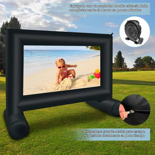Vista 5 de Proyector inflable de 14 pies para exterior/interior, pantalla de proyector inflable con soplador de aire, compatible con proyección frontal/trasera