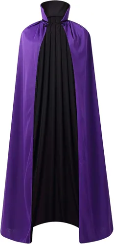 Vista 2 de Regenboog Reversible Cape Women,Stand Collar Cape Kids,Black and Red Cloak with Hood,Purple Cape,Halloween Christmas Costume