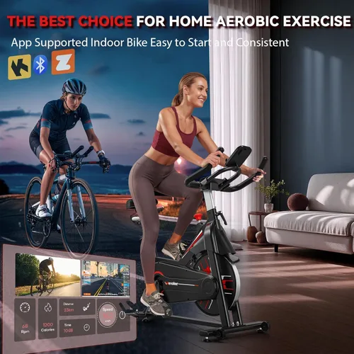 Vista 2 de Exercise Bike, Wenoker Magnetic Resistance Stationary Bike for Home App Sync Indoor Bike with 350lbs Weight Capacity, Tablet Holder and Fitness
