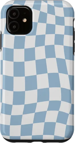 Vista 8 de Funda estética pastel azul claro remolino a cuadros para iPhone 16