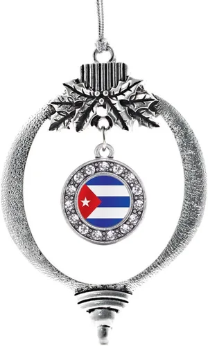 Vista 42 de Inspired Silver - Adorno con dije de cara de carlino - Adornos navideños de círculo de plata con joyas de circonita cúbica