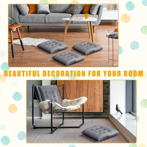 Vista 5 de Roowest Paquete de 9 cojines de asiento con lazos, antideslizantes, para cocina, oficina, comedor, sofá, muebles de patio, uso en interiores