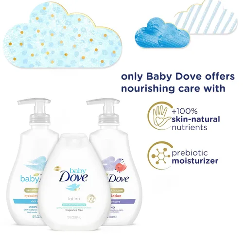 Vista 3 de Dove Paquete de loción para el cuidado de la piel sensible para bebés, lociones faciales y corporales ultra suaves para recién nacidos y bebés, 2