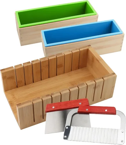 Vista 18 de ZOENHOU Paquete de 2 moldes de jabón azules de 42 onzas con 2 tapas, kit de moldes de silicona rectangulares flexibles para hacer jabón con caja