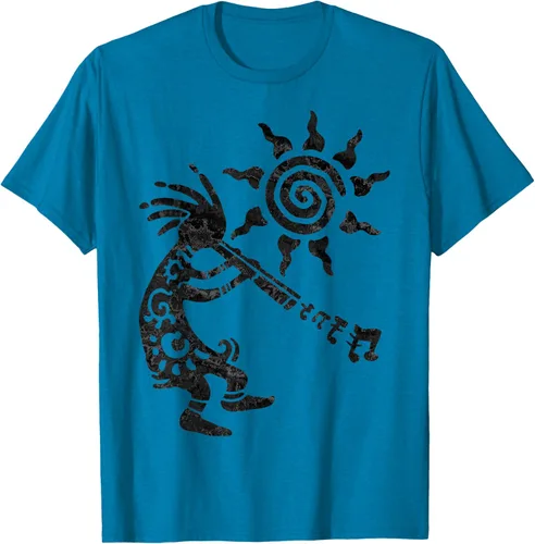 Vista 7 de Native American Kokopelli Musican With Flute 2 - Camiseta divertida para fanáticos, Blanco, S
