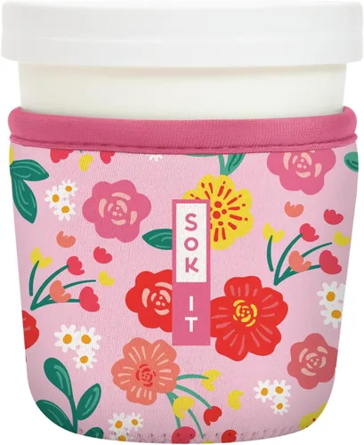 Vista 7 de Sok It IceCreamSok - Funda de neopreno aislada (flores abstractas, pintas de helado cónicas)