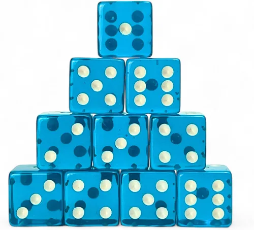 Vista 11 de Luck Lab Paquete de 10 dados de 19 mm - Dados D6 acrílicos y translúcidos, cuadrados con bordes redondeados para casino, craps, juegos de mesa RPG