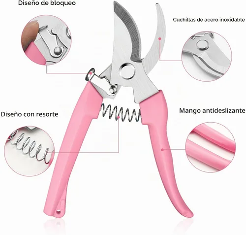 Vista 3 de Flower Scissors, Premium Flower Cutter, Pruning Shears for Gardening-Pink