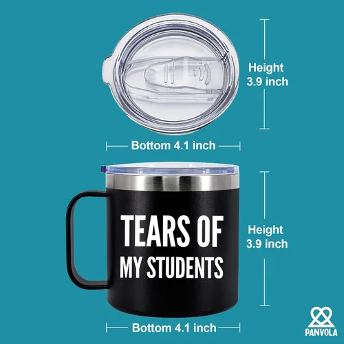 Vista 5 de Tears Of My Students - Taza térmica de 14 onzas con tapa de asa para profesores, regalos para profesores de estudiantes, para graduación, día