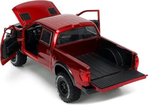 Vista 4 de Jada Toys Just Trucks 1:24 2011 Ford SVT Raptor - Coche fundido a presión rojo con estante para neumáticos, juguetes para niños y adultos