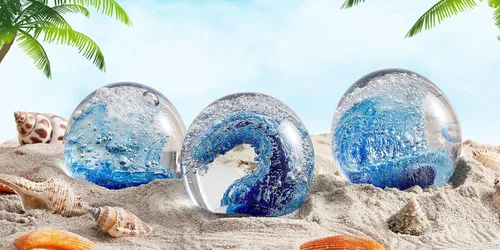 Vista 5 de Mundo submarino de vidrio soplado a mano, pisapapeles de vidrio para escritorio de oficina, decoración del hogar coleccionable, decoración de Ocean
