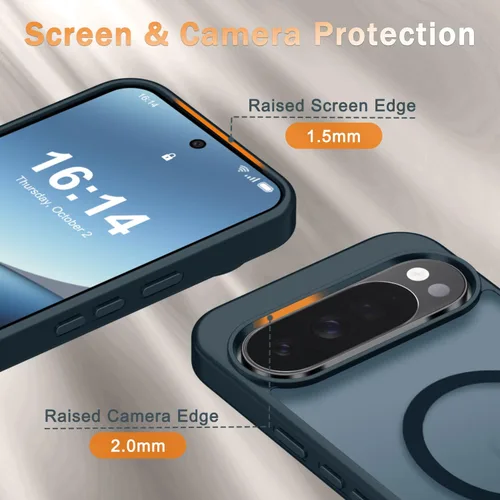 Vista 1502 de Funda para Google Pixel 10 Pro XL, cubierta magnética mate, color negro Fit for MagSafe, Screen Protector included, Shockproof Military Grade