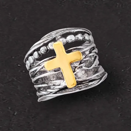 Vista 5 de Ross-Simons Sterling Silver and 14kt Yellow Gold Multi-Row Ring