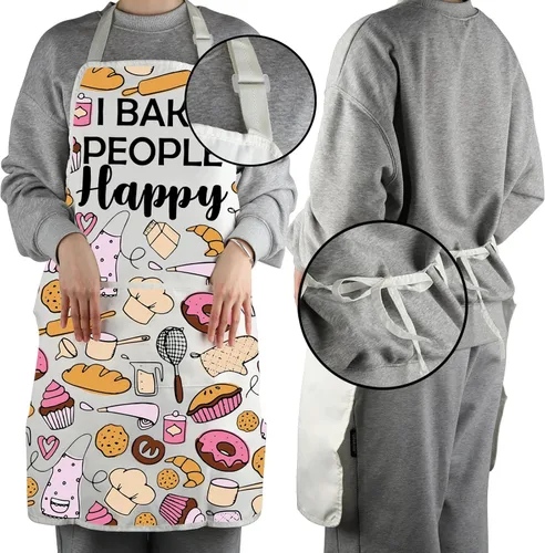 Vista 5 de G2TUP Regalo para hornear I Bake People Happy Delantal con bolsillos Cocina Pastelería Chef Regalo Amante Regalo para Panadero