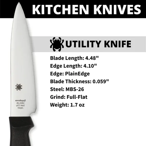 Vista 3 de Spyderco Cuchillo de cocina ligero con hoja de acero inoxidable MBS-26 de 4.5 pulgadas y mango de plástico de polipropileno negro - PlainEdge