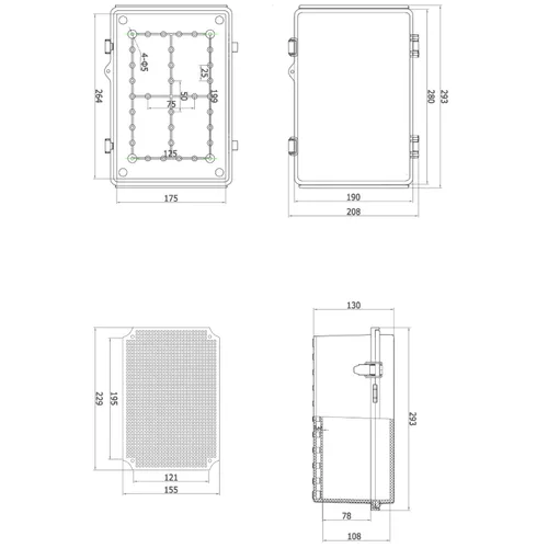 Vista 6 de Caja Eléctrica Impermeable para Exteriores Caja de Conexiones Resistente a la Intemperie IP67 Carcasa de Plástico ABS Caja de Proyecto