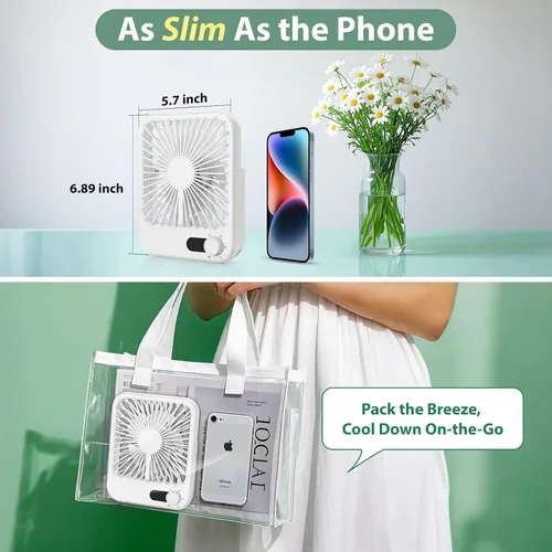 Vista 4 de Ventilador portátil para viajes, 4000 mAh de crucero imprescindible para crucero aprobado recargable con 100 velocidades ajustables al viento