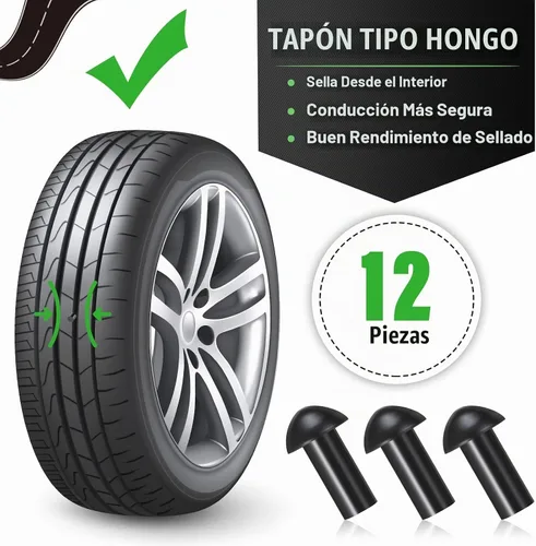 Vista 2 de Landhoow Kit de reparación de neumáticos de 19 piezas, juego de tapones de hongos, kit de herramientas de reparación de pinchazos de neumáticos sin
