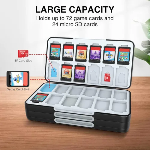 Vista 2 de HEIYING Game Card Case for Nintendo Switch and Switch OLED,Customized Pattern Nintendo Switch Lite Game Card Case with 72 Game Card Slots and 24
