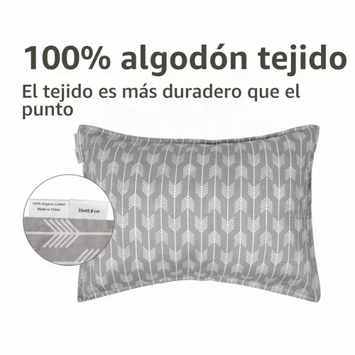 Vista 2 de ALVA BABY - Fundas de almohada de algodón para niños pequeños de 13 x 18 pulgadas o 12 x 16 pulgadas Algodón-dinosaurio+flechas