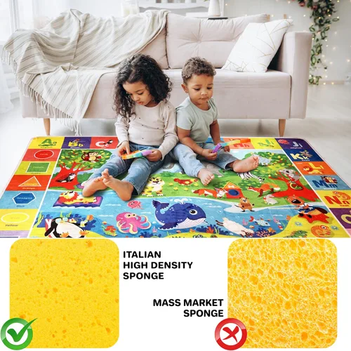 Vista 6 de QUOKKA Alfombra de juego para bebé para piso, alfombra ABC de superficie de felpa súper suave para niños pequeños y bebés, extra gruesa