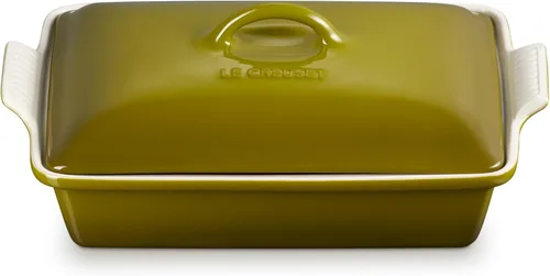 Vista 13 de Le Creuset - Cacerola rectangular cubierta de gres Heritage, 4 cuartos de galón (12" x 9"), alcachofa Artichaut