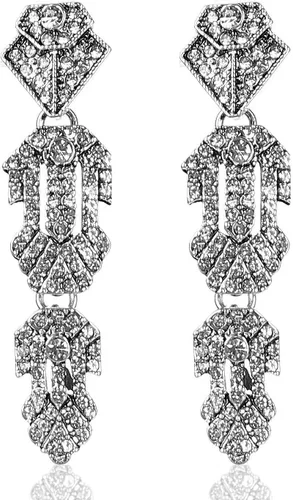 Vista 2 de Juego de accesorios de la década de 1920, diadema, pendientes, collar de perlas, guantes, mallas de red, pulsera de perlas, talla única
