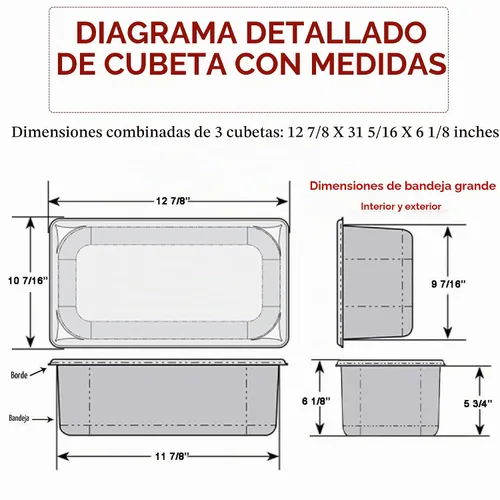 Vista 4 de Fregadero de concesión de acero inoxidable con 3 compartimentos grandes