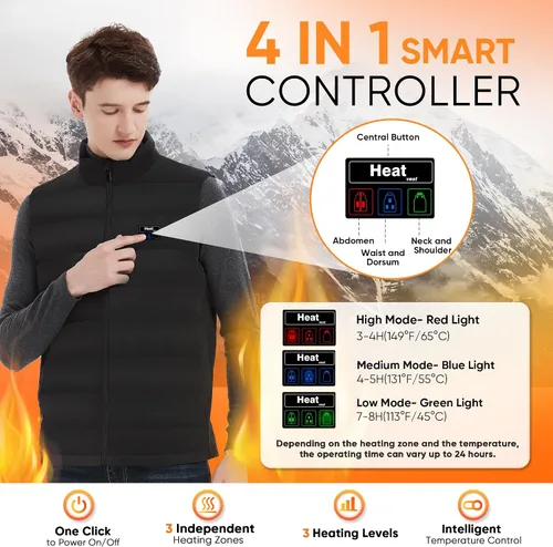 Vista 2 de Lecritque Chaleco térmico mejorado para hombres y mujeres con batería incluida, chaleco eléctrico ligero con calefacción para esquí, caza