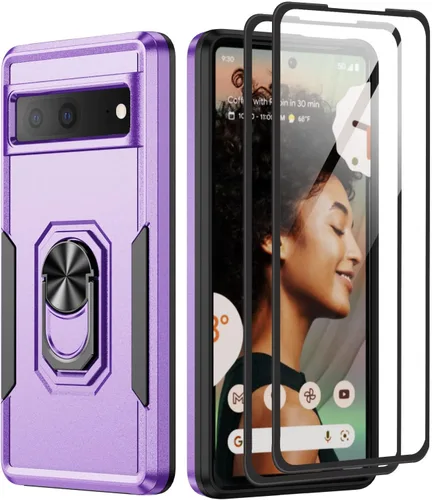 Vista 10 de Funda para Google Pixel 6A 5G con protector de pantalla, grado militar, de doble capa, resistente, a prueba de golpes, cubierta protectora de cuerpo