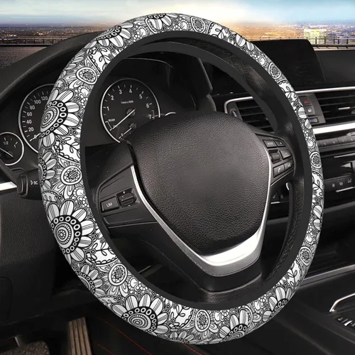 Vista 9 de Funda protectora para volante de automóvil de 15 pulgadas para mujeres y hombres, funda protectora de neopreno antideslizante para volante