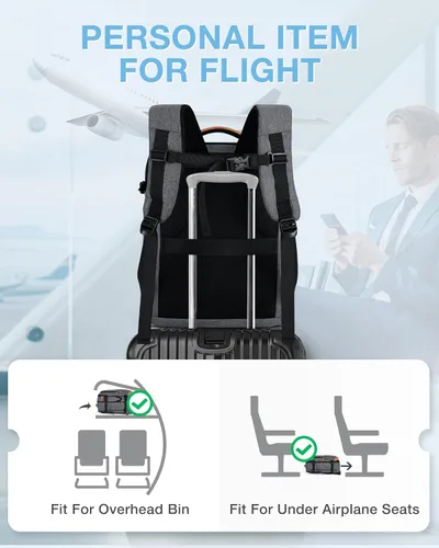 Vista 4 de BAGSMART - Mochila de viaje de 37L con compresión, mochila expandible para llevar con cubos de embalaje, mochila de fin de semana resistente al Gris