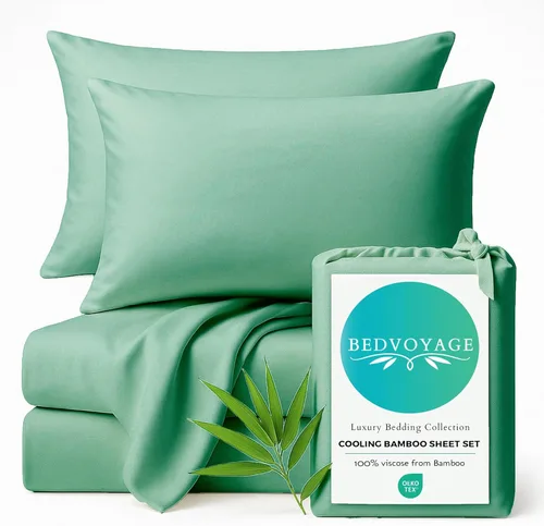 Vista 10 de BedVoyage Sábanas refrescantes tamaño Queen – Viscosa de bambú, juego de sábanas para personas que duermen con calor, bolsillo profundo de 18 Marfil
