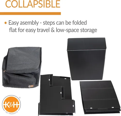 Vista 2 de K&H Pet Products Escaleras para mascotas Classy Gris/Gris 4 Escaleras