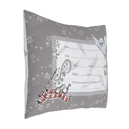 Vista 2 de Warner Brothers Harry Potter Magical Moments - Almohada decorativa de recuerdo gris y blanco