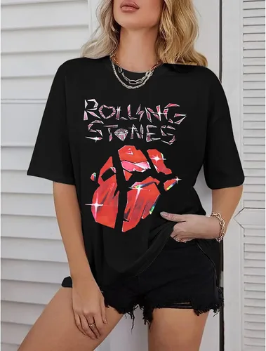 Vista 2 de Camisa de música country de gran tamaño para mujer, camiseta casual de banda de rock, traje de concierto, camiseta de verano para vacaciones