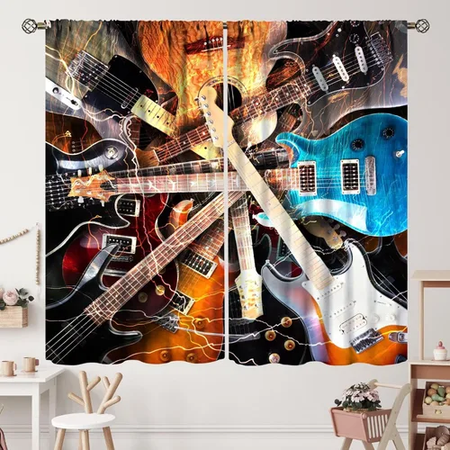Vista 30 de Cortinas de jazz para mujer americana, estilo grunge, estilo grunge, con bolsillo para barra, para dormitorio, sala de estar, decoración