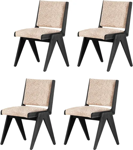 Vista 15 de Dining Chairs Linen Mid Century,Kitchen Chairs with Wood Legs,Farmhouse Dining Room Chair,Living Room Chair Armless Accent with Back for Room Black