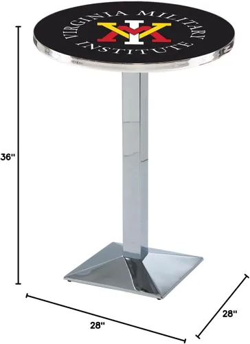 Vista 2 de Holland Bar Stool Co. L217-36" Chrome Virginia Military Institute Pub Table
