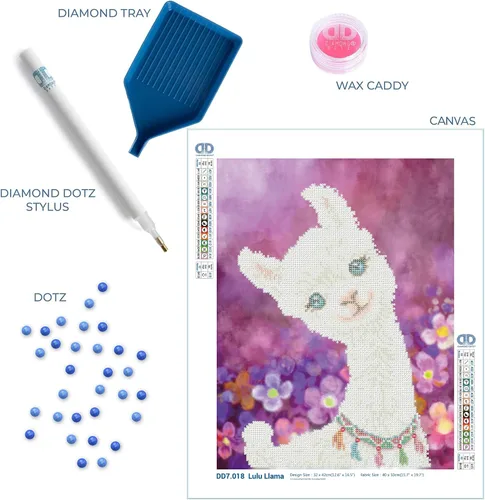 Vista 4 de DIAMOND DOTZ Lulu - Kits de pintura de diamantes de llama para adultos, kits de arte de diamantes, un kit de manualidades creativo relajante
