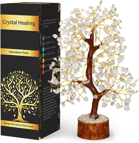 Vista 10 de NARIBABU Árbol de la vida de 7 chakras, árbol de cristal, cristales y piedras preciosas, cristales curativos, regalos de cumpleaños para mujeres