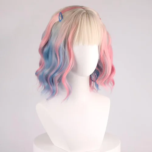 Vista 52 de COSPLAZA Cosplay Pelucas Moda Corto Azul Anime Cabello Elegante Mujer Fiesta Peluca